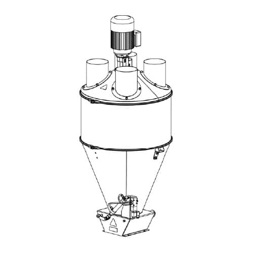 Mix weighing unit 80 liter, stainless steel, pneumatic valve control, with wall bracket. Excl. weighing bars.