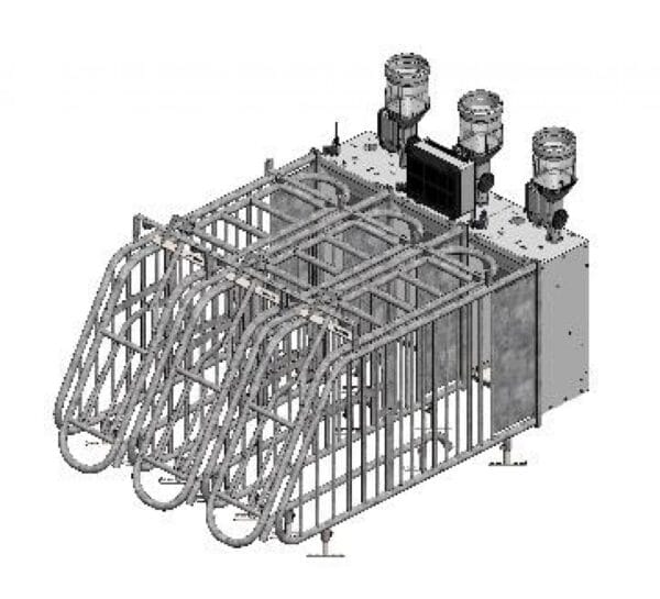 Backout station with 3 feeding places. Up to 60 sows