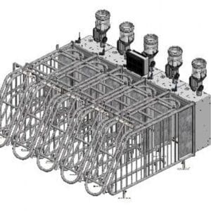 Backout station with 5 feeding places. Up to 100 sows