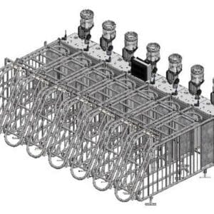 Backout station with 7 feeding places. Up to 140 sows